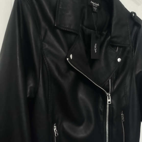 Black Biker Jacket / Size 2X / NWT - Picture 2 of 4